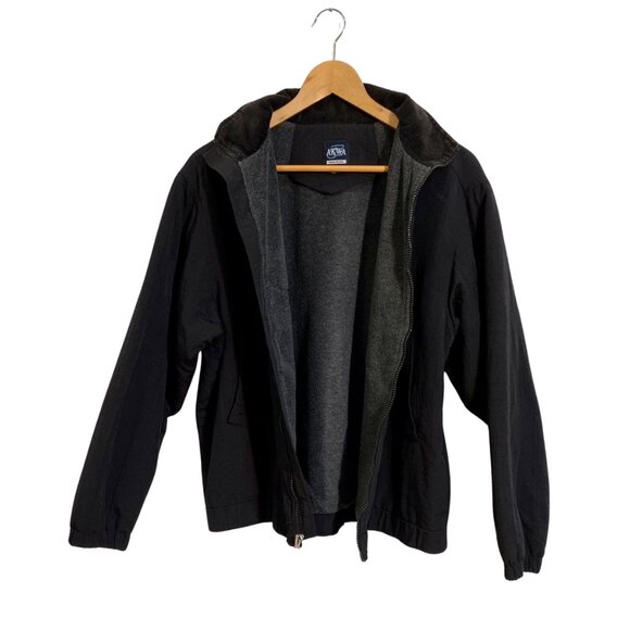 AKWA Black Men’s Vintage Sport Jacket Windbreaker Sz. S (Nylon & Fleece Lining) - Picture 5 of 11